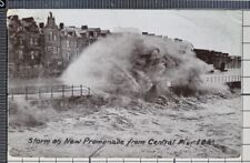 POSTCARD 1906 ISLE OF MAN STORM ON NEW PROMENADE FROM CENTRAL PIER