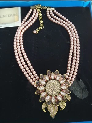 Ожерелье Heidi Daus Divine Miss Daisy розовый жемчуг кристалл цветок в коробке 19 дюймов  - Изображение 1 из 4