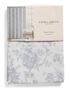LAURA ASHLEY WALLED GARDEN SKYWHITE FABRIC SHOWER CURTAIN 72X72 cotton rich NWT - Picture 1 of 2