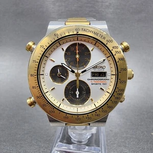 Reloj Seiko Cronógrafo Deportivo 150 Hombre 40mm Esfera Blanca Dos Tonos 7t59-6a00 Newbat - Imagen 1 de 11