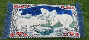 Vintage Cotton Chenille Over The Porch Couch Polar Bear Tapestry - Picture 1 of 4