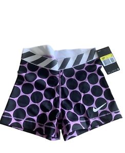 Nike Pro Training Three Inch 3" Shorts Black & purple dots TIGHT FIT Gym size s