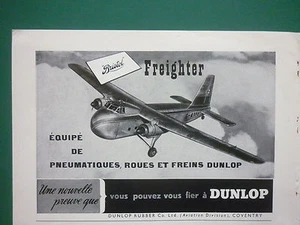 1/1949 PUB DUNLOP AVION BRISTOL FREIGHTER FREIN TYRE WHEEL BRAKE PNEU FRENCH AD - Picture 1 of 1
