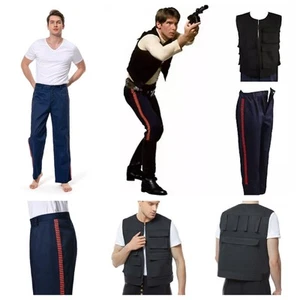 Star Wars ANH A New Hope Han Solo Red Stripe Vest Trousers Cosplay Costume - Picture 1 of 32