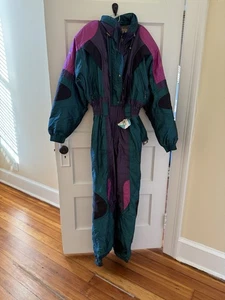 DESCENTE vintage ski/snowboarding suit retro women size 10 multicolor - Picture 1 of 10