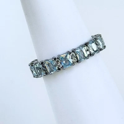 Bomb Party March Sz 9 "All In The Fine Details" RG99517 Aquamarine CZ Hematite - Image 1 of 4
