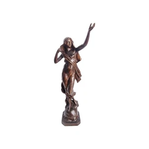 Sehr Schöne Bronze Statue ANTIK Signiert Eug.Marioton " Der Gedanke " - Bild 1 von 16