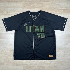 Utah Jazz NBA Baseball Jersey Stitched Button Up Black - Picture 1 of 8