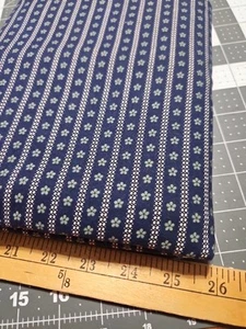 VTG Joan Kessler for Concord Navy Striped Flowers DOLL Fabric BY THE HALF YARD - Picture 1 of 7