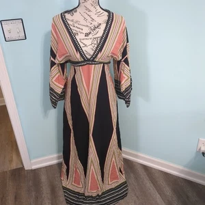 Lulus Montecito schwarzes bedrucktes Maxikleid Damengröße Medium 100 % Viskose XS - Bild 1 von 3