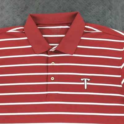 Troy Trojans Polo Rayas Golf Oxford América Rojo Manga Corta Hombres XL Foto 1 de 4