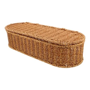Schreibtisch Rattanimitat Box Vintage geflochten Geschenkbox Haushalt Kleinigkeiten Behälter - Bild 1 von 12