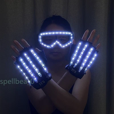 NUEVO LED Luminoso Láser Guantes Gafas Realizar Guante Brillante Escenario Espectáculo Regalo Foto 1 de 4