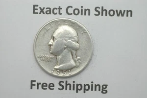 1951 S Washington Silver Quarter San Francisco Mint Mark Free Shipping - Picture 1 of 2