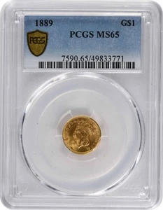 1889 $1 Gold Type 3 MS65 PCGS - Picture 1 of 4