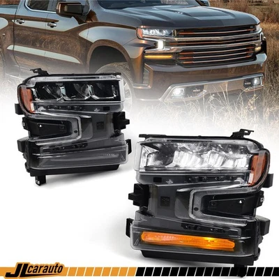 2P For Chevy Silverado 1500 2019-2021 Full LED Headlights Lamp w/ Halogen Signal Foto 1 de 4