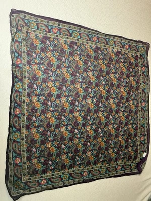 Bufanda mantón envolvente floral cachemira 100 % algodón artes indias vintage 29x29  Foto 1 de 3