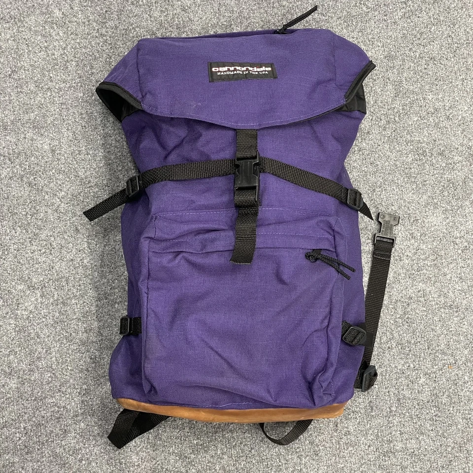 Винтажный рюкзак CANNONDALE ручной работы в США фиолетовый холст коричневая кожа 80-х 90-х - Изображение 1 из 4