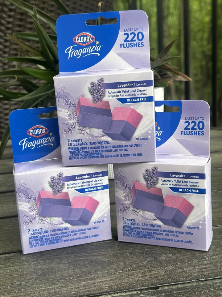Lote de 3 Cajas Clorox Limpiador Automático Inodoro Lavanda Sin Blanqueador Foto 1 de 4