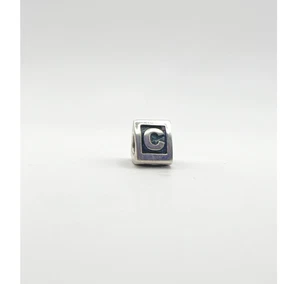 Pandora Authentic Silver Alpha Letter C Block Initial Charm - Picture 1 of 3