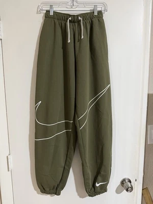 XL GIrls Nike Sportswear Oversized Pants Olive Green Nike Swoosh DV3256-222 - Image 1 of 4