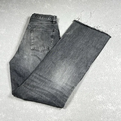 Pantalones de mezclilla Zara para mujer 6 grises tiro alto longitud completa pierna ancha 100 % mezcla de algodón Foto 1 de 4