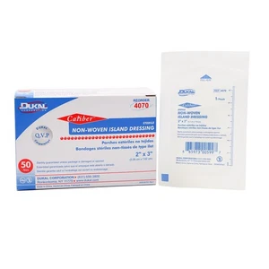 4070 Dressing Caliber Island Wound Lf St Cotton 2x3 Non-woven 50 Per Box Part No - Picture 1 of 4