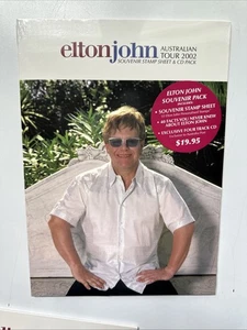 ELTON JOHN / GIRA AUSTRALIANA 2002 / HOJA DE SELLO DE RECUERDO Y PAQUETE DE CD / NUEVO SELLADO - Imagen 1 de 8