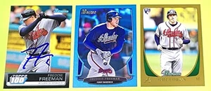 2011 BOWMAN FREDDIE FREEMAN AUTO GOLD BLUE 3-CARD LOT DODGERS WORLD SERIES MVP - Picture 1 of 7