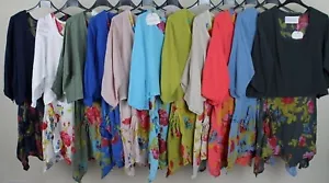 New Ladies Lagenlook Italian Asymmetric Hem 2 Piece Floral Dress Plain Shrug - Picture 1 of 5