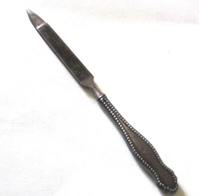 LOVELY VINTAGE VICTORIAN STERLING SILVER NAIL FILE DOUBLE SIDED BEADING - Image 1 of 4