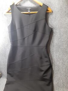 Alfani Sleeveless Midi Dress Women's 12 Large Patchwork Pleated Design Black 