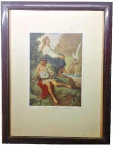 STAMPA PRIMI ´900 - da quadro con ragazzo e mandolino - in cornice d´epoca - Foto 1 di 1