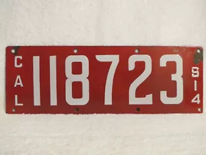 Antikes kalifornisches Nummernschild Porzellan (rot, weiß) Ing-Rich Mfg Co - Bild 1 von 3