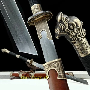 Brass Dragon Broadsword Sword Long Handle Saber Damascus Steel Chinese Da Dao - Picture 1 of 14