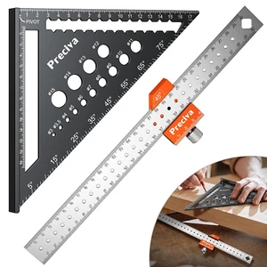 Woodworking Set Square Tool, 7Inch Metric Triangle Ruler 12Inch 45 90 Degrees S - Picture 1 of 12