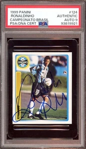 1999 Panini #124 Ronaldinho Campeonato Brasileiro Rookie Card Psa MINT 9 AUTO RC - Picture 1 of 2