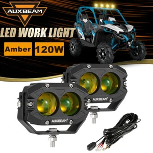 AUXBEAM Pair 4" INCH LED Work Lights Offroad Driving Fog Lamp for RZR ATV UTV - Picture 1 of 12