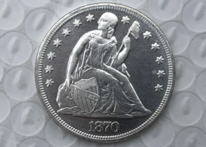 ---1870 CC Seated Liberty Silver 1 Dollar High Grade Complete appearance A++++ - Picture 1 of 3