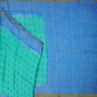 Vintage Green Sarees 100% Pure Crepe Silk Bandhani Printed Sari 6YD Craft Fabric