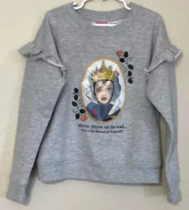 Girls Disney Princess Snow White/Evil Queen Lenticular Sweatshirt Gray M Ruffle - Picture 1 of 5