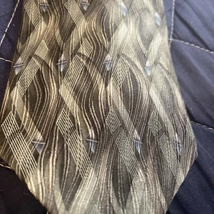 Stafford Men’s Necktie Tie Abstract Geometric Design Greens Greys 57 X 3.75” - Picture 1 of 5