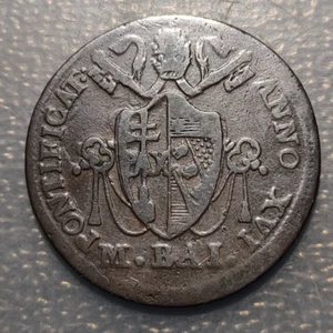 ESTADOS PAPALES VATICANO PIO IV 1/2 BAIOCCO 1816 B BC+ - Picture 1 of 2