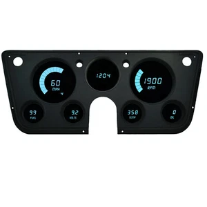 1967-1972 Chevy Truck Digital Dash Panel Gauge Cluster TEAL LEDs Made In The US - Picture 1 of 12