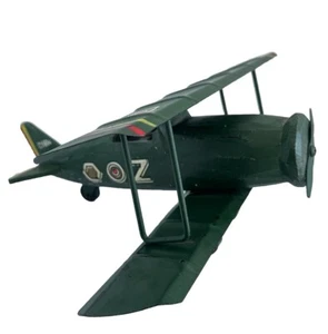 Vintage Style Bi-Plane Airplane Boy Room Aviation Decor Metal Wood Green READ - Picture 1 of 10