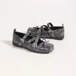 Womens 2025  Casual Sports Ballet Dance Shoes  Square Toe  Retro Bow Flat Shoes  - Picture 1 of 23