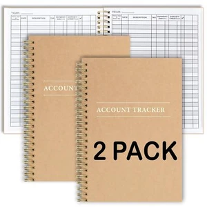 2 Pack Accounting Ledger Books for Home Budget Tracking, Business Bookkeeping - Picture 1 of 6