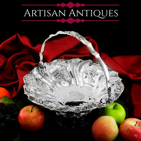 Antique Georgian Solid Silver Basket Bowl (1kg+) - Angell 1835 Cover