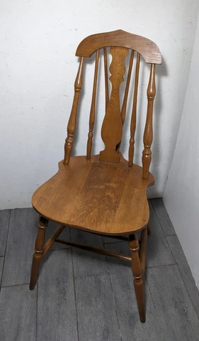 Vintage Rustic Farmhouse Maple Wood Splat Tapered Back Windsor Spindle Chair Cover