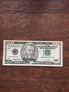 1996 50 DOLLAR BILL-FEDERAL RESERVE NOTE-NEW YORK DISTRICT B/2 #3 - Picture 1 of 6